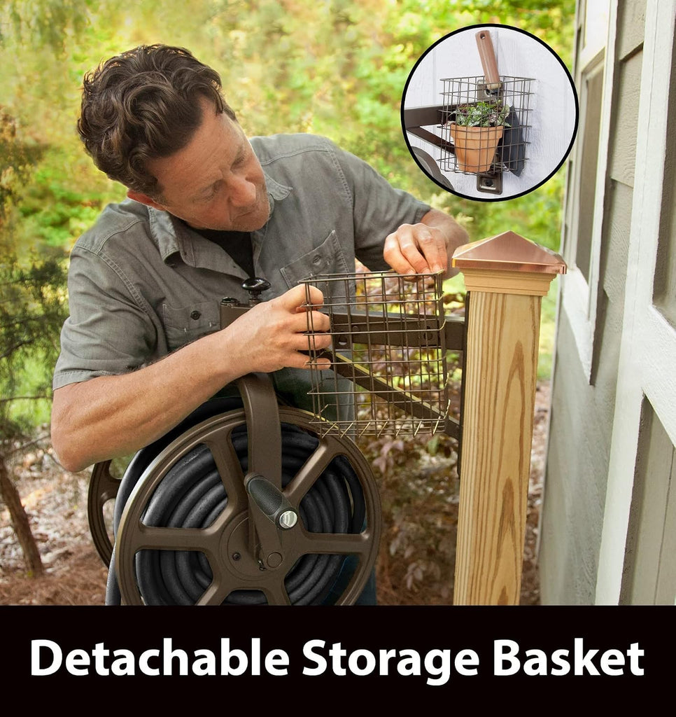 712 Single Arm Navigator Multi-Directional Garden Hose Reel, Holds 125-Feet of, 5/8-Inch, Bronze