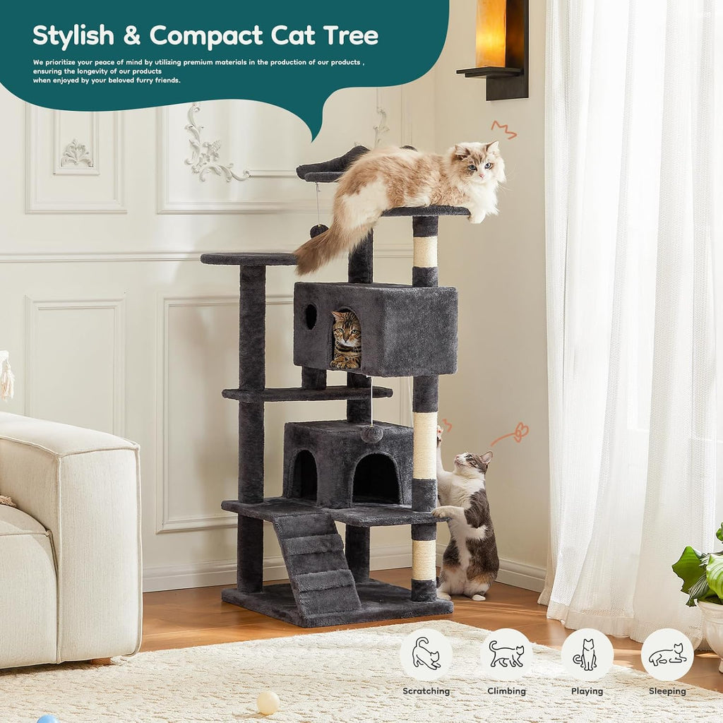 54 Inch Cat Tree Tower with Scratching Posts