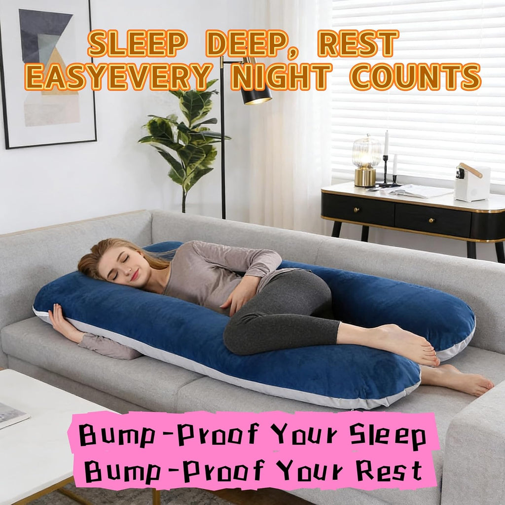 Pregnancy Pillows for Sleeping, U Shaped Full Body Maternity Pillow with Removable Cover, Body Pillows for Adults, 47