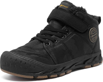 Boys Girls Snow Boots Winter Slip On Warm Fur Lined Shoes Lightweight Water-Resistant Cold Weather Boot (Little