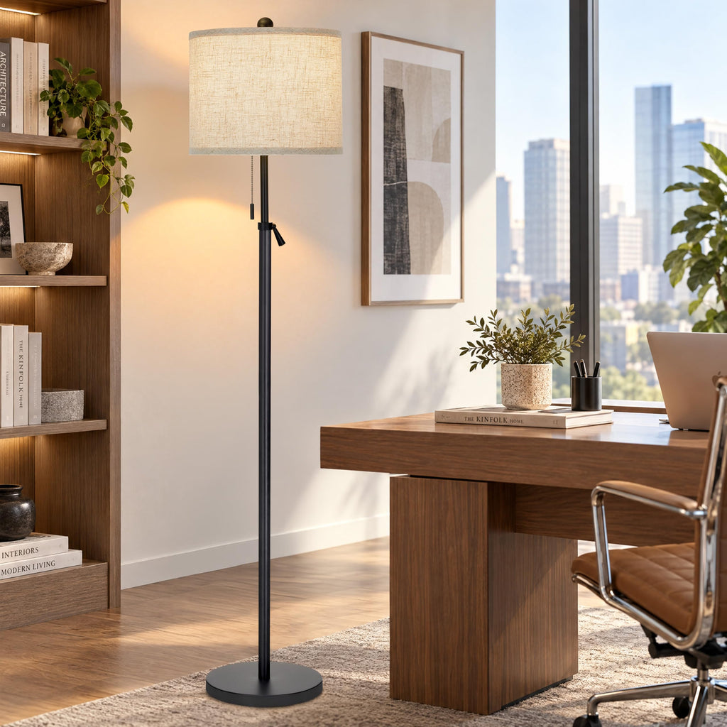 61-69" Adjustable Floor Lamp with Remote and Stepless Dimmable Bulb