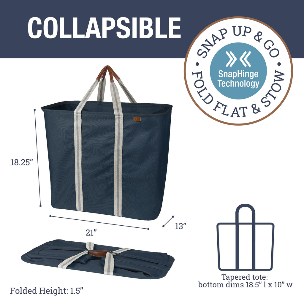 Collapsible Laundry Baskets, 64L LUXE Caddy 2 Pack, Navy