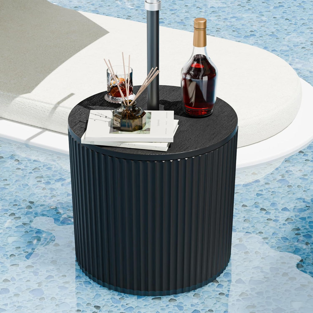 Outdoor Umbrella Stand with Hole, in Pool Umbrella Stand with Weighted Water Filled Bladder