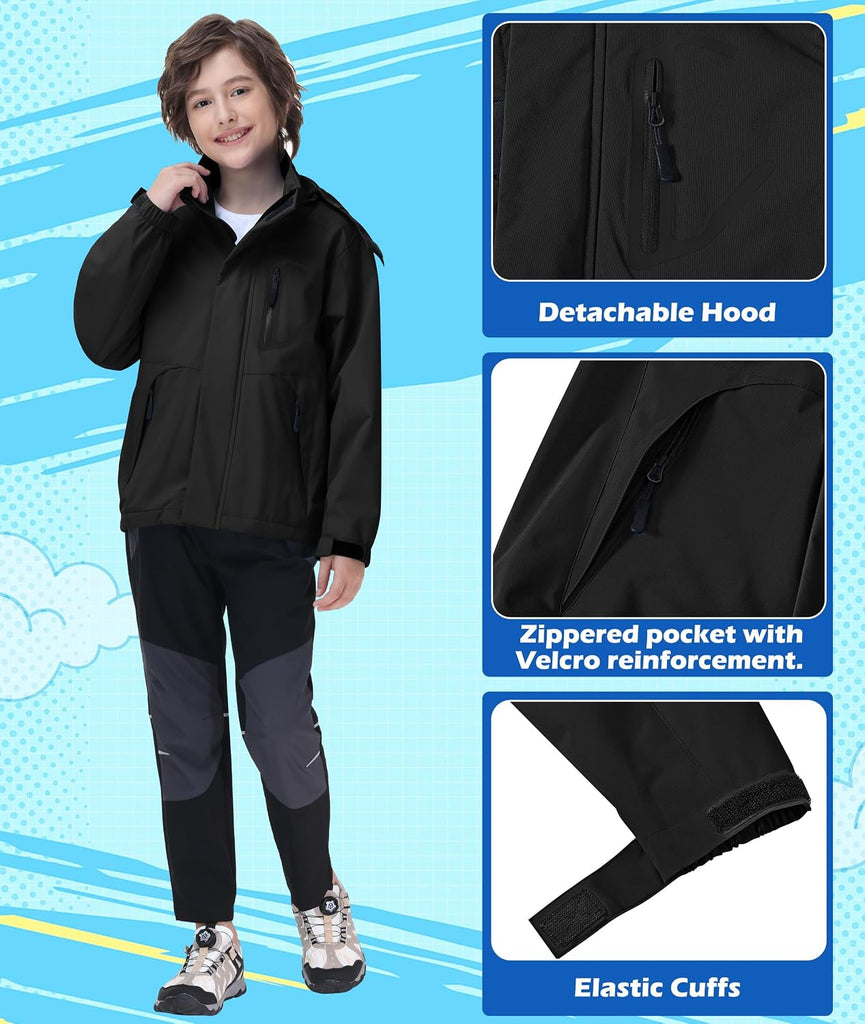 Boys Rain Jacket Kids Lightweight Rain Jackets Waterproof Hooded Windbreaker Outdoor Coats for Boys Girls