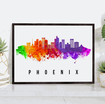 Phoenix Skyline Arizona Poster, Phoenix Cityscape Painting, Phoenix Arizona Poster, Arizona Cityscape and Landmark