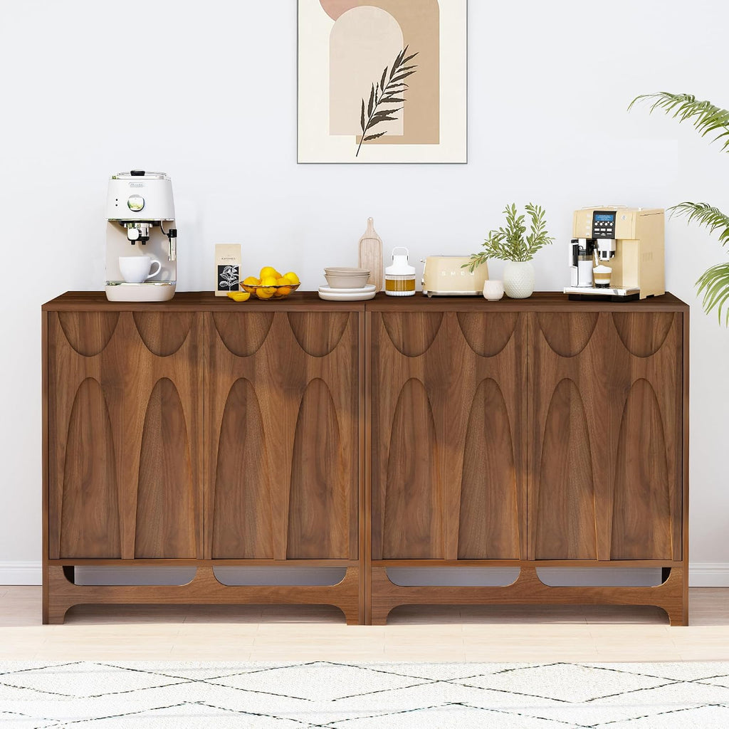 Sideboard Buffet Cabinet with Storage, 31.5" Mid Century Modern Storage Cabinet with Adjustable Shelf and 2 Doors