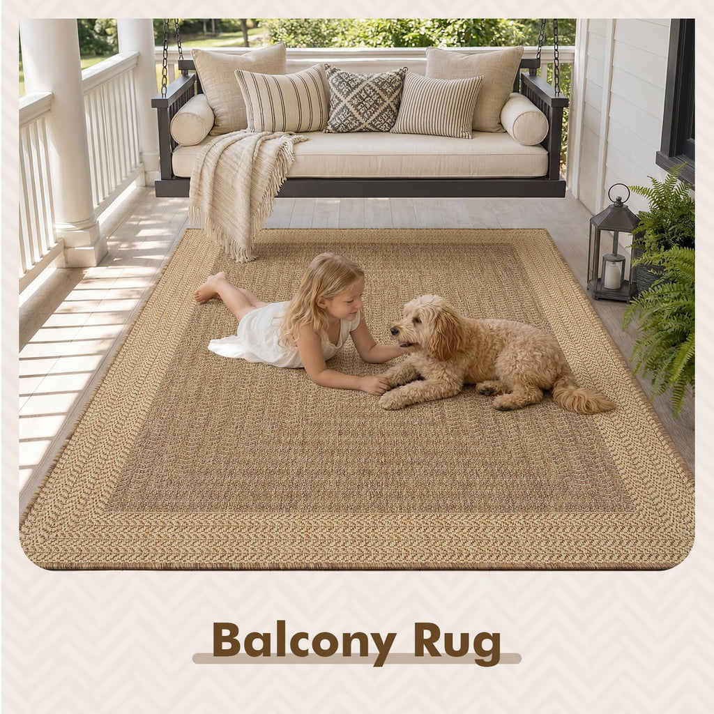 Outdoor Rug-Patio Rug Polypropylene Indoor Outdoor Rugs Outdoor Carpet Deck Balcony Porch, Textured Weave