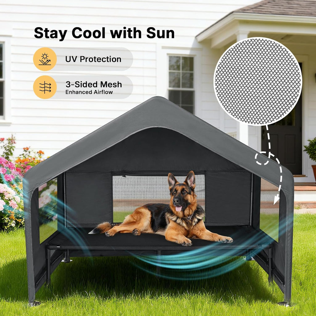 Extra Large Dog House Outdoor Includes Elevated Dog Bed-Weatherproof