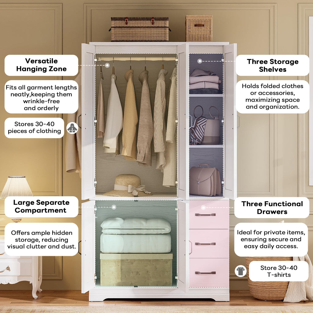 Wardrobe Cabinet with Drawers and Doors and Guest Room