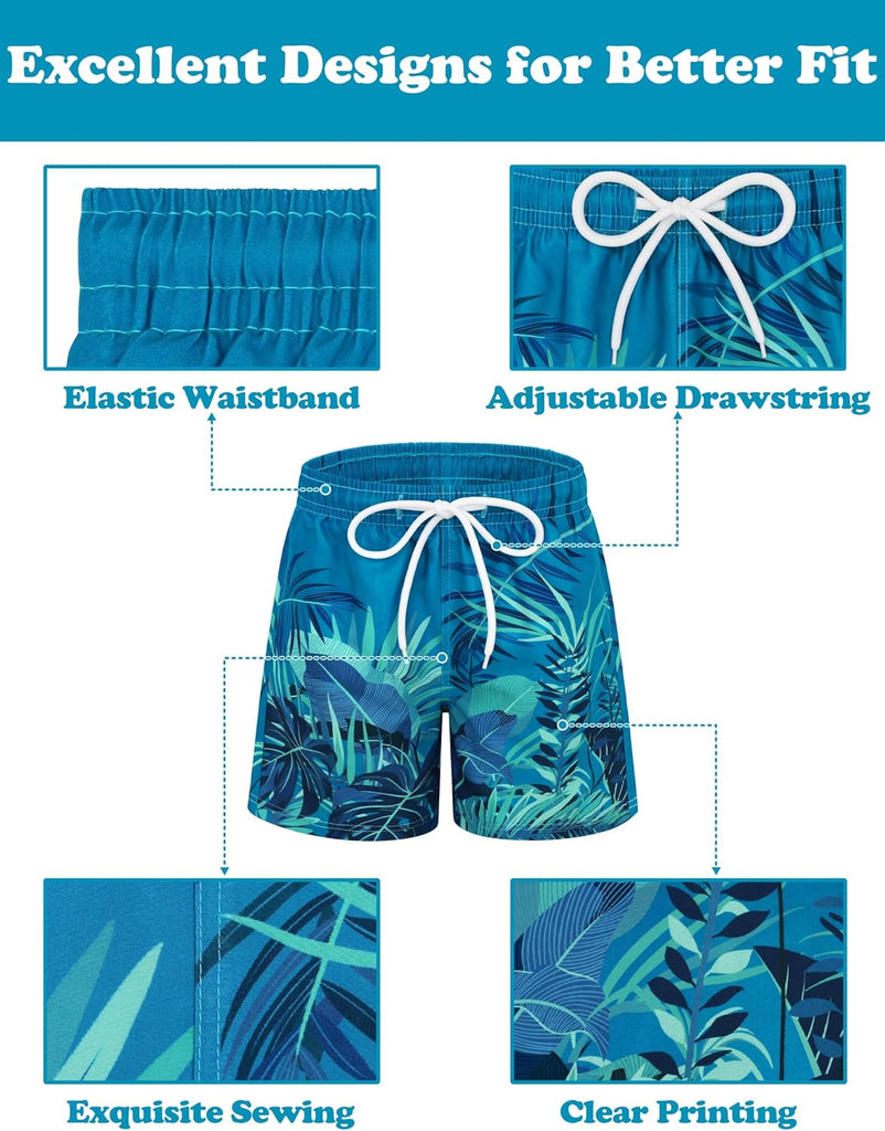 Boys Swim Trunks with Compression Liner Kids Bathing Suits Boys Board Shorts Quick Dry Teen Swim Trunks Boy Swimsuit