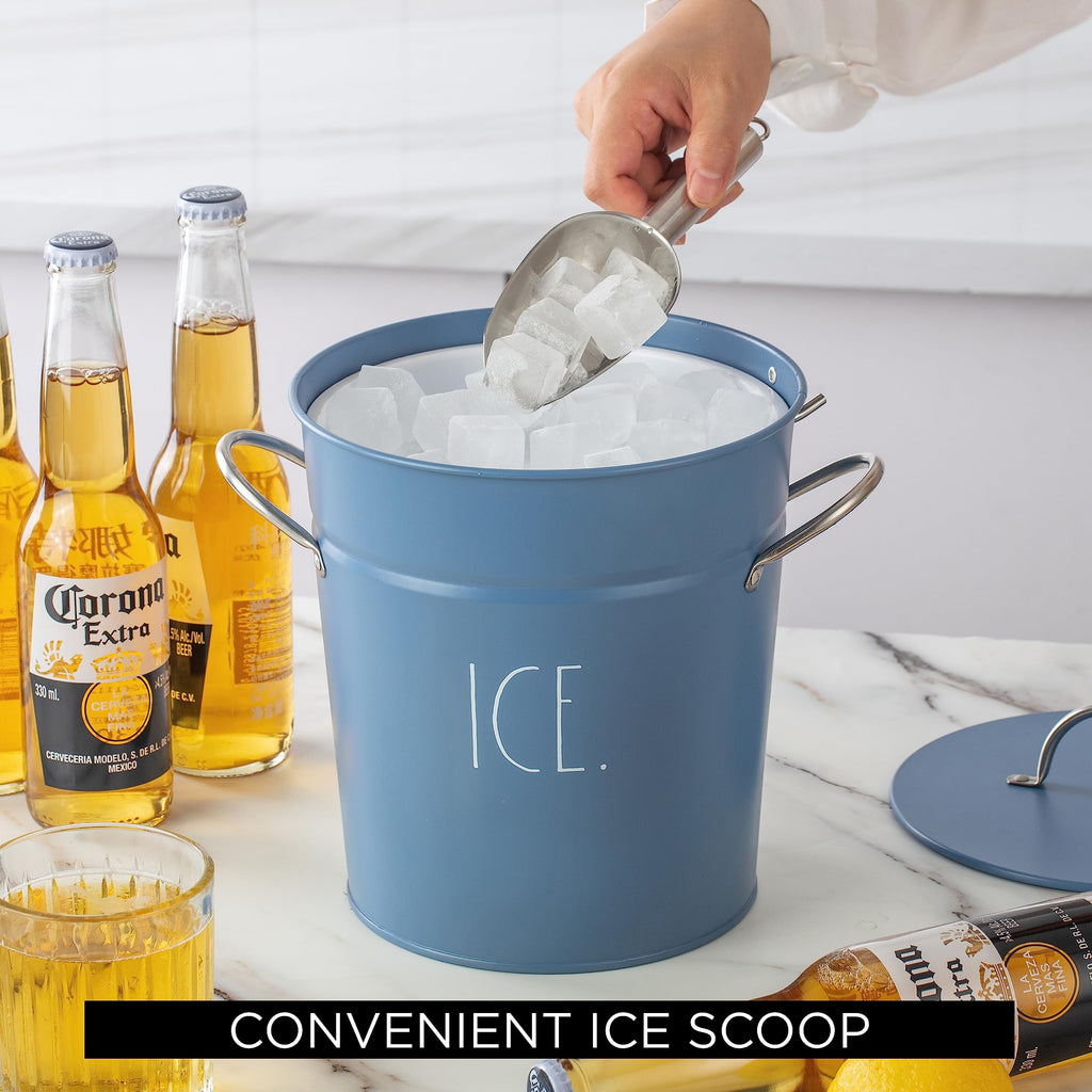 Ice Bucket with Scoop - Stainless Steel Bucket with Handle, Lid and Ice Scooper - 4 Qt. Storage Bin for Ice Cubes for