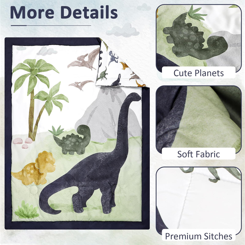 4-Piece Crib Bedding Set, Baby Nursery Bedding Sets for Boys Includes Comforter, Fitted Crib Sheet, Crib Skirt, and