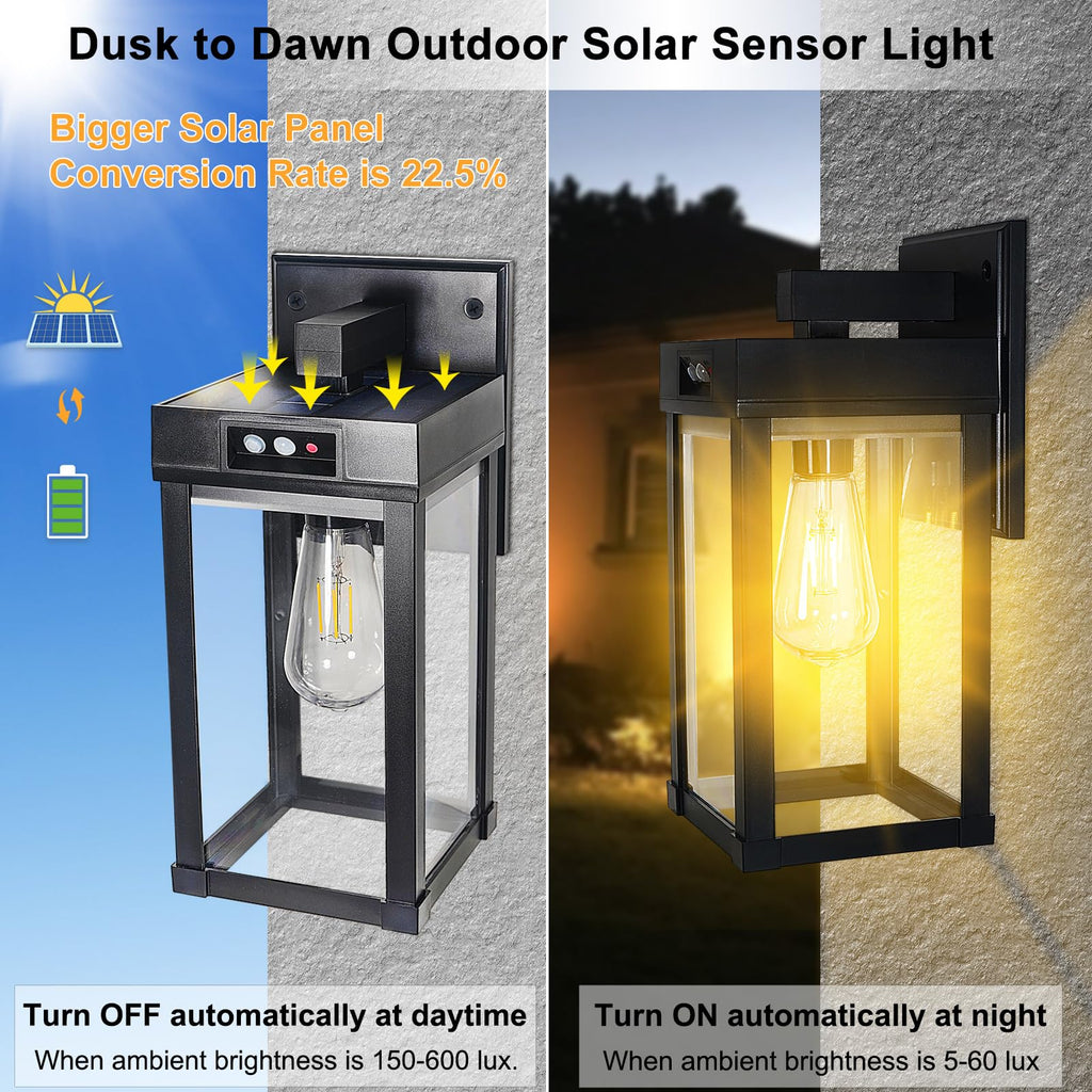 Solar Wall Lights Outdoor Waterproof with 3 Lighting Modes & Motion Sensor
