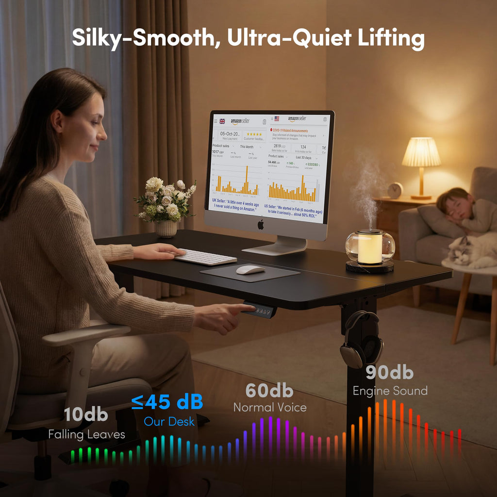 Standing Desk 48 × 24 Inch Electric Height Adjustable, Black