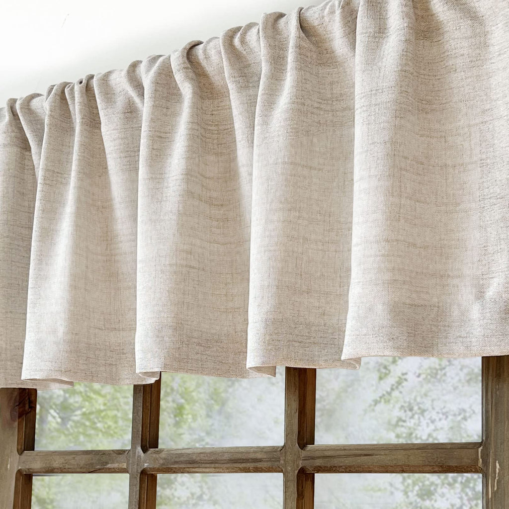 Farmhouse Faux Linen Valance for Windows, 54x15 inch, Natural