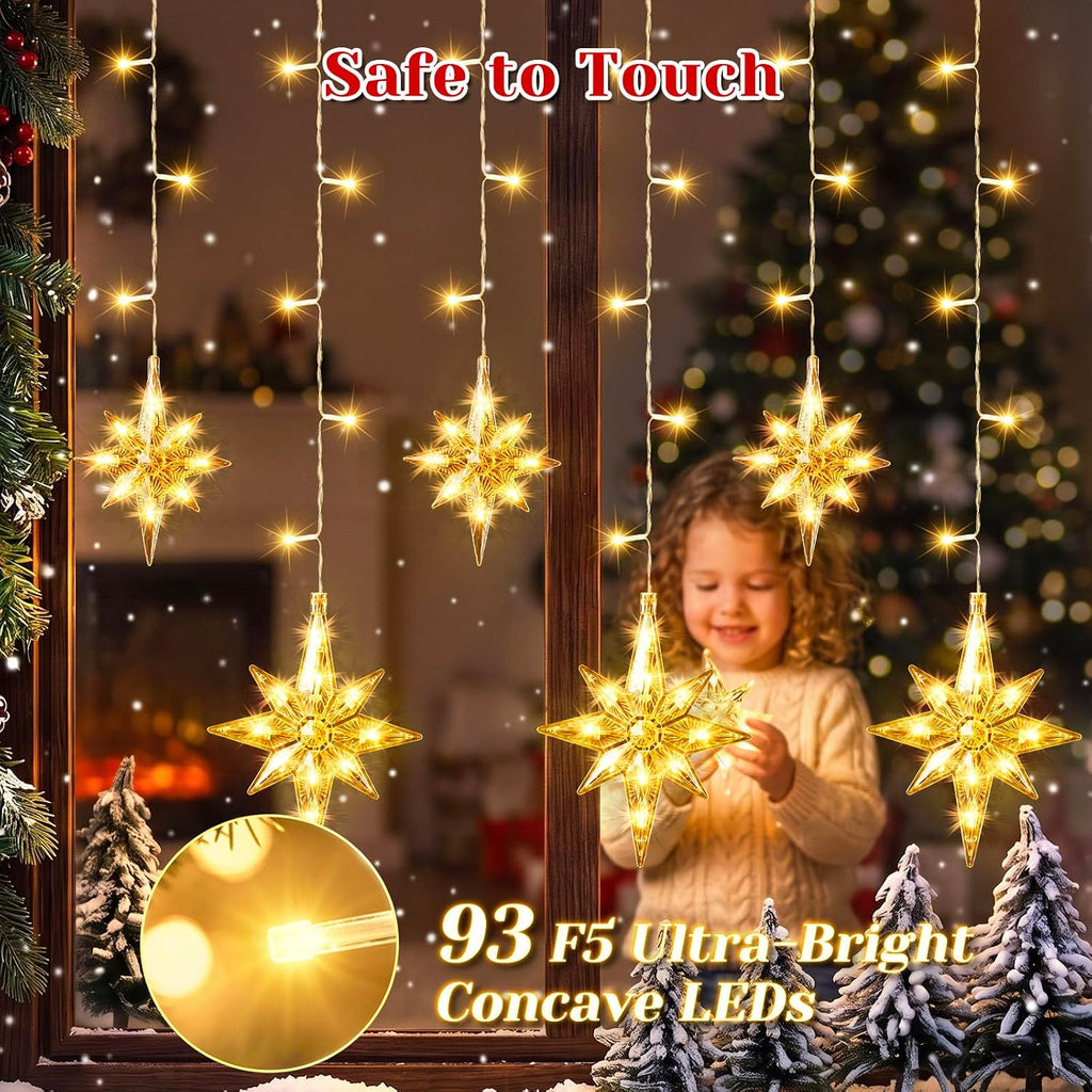 4.92FT 93 LED Christmas Bethlehem Star Window Lights Battery Operated
