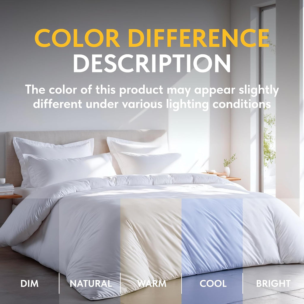 White Queen Duvet Cover Set, Microfiber Duvet Cover with Zipper, Duvet Cover Set of 1 Down Comforter Cover with 2