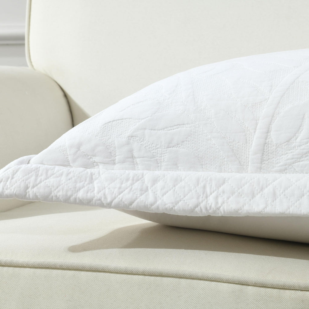 2 Pcs Cotton Quilted Pillow Shams Euro Shams 26"x26" (Euro, White)