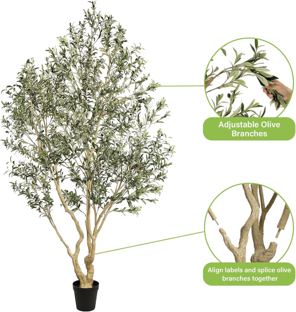 Large Artificial Olive Tree 9ft with Thick Trunk & Realistic Leaves