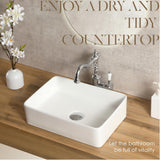 16"x12"Rectangular Vessel Sink,Ceramic Small Bowl Bathroom Vessel Sink