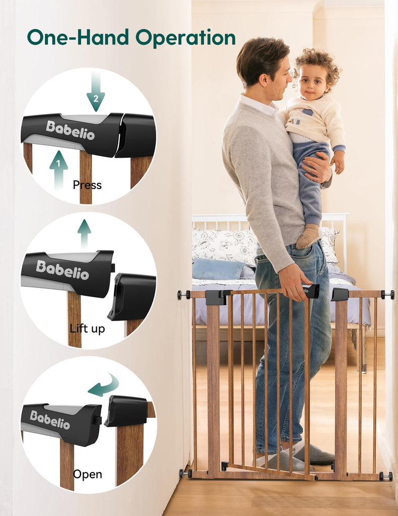 29-55" Extra Wide Baby Gate,, Brown Wood Pattern