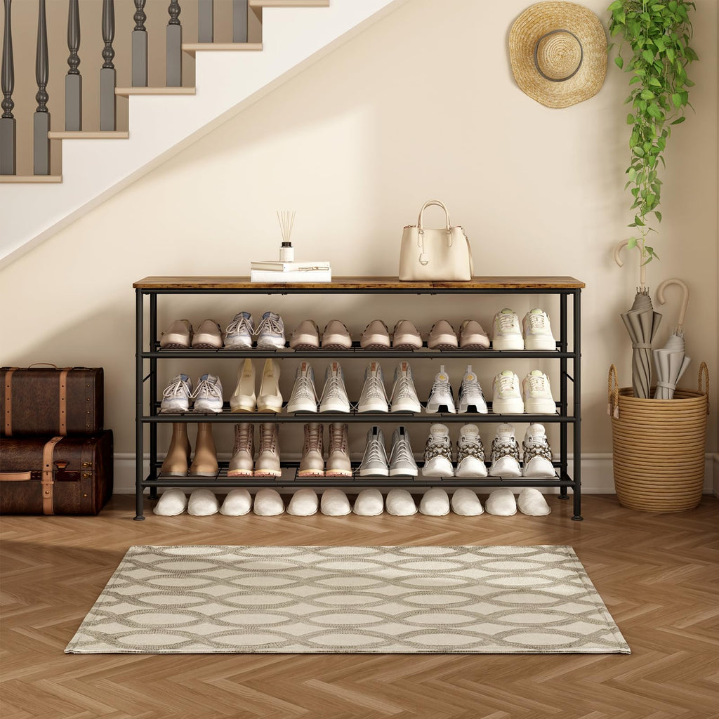 4 Tier Extra Long Shoe Rack Organizer Storage for Closet Entryway