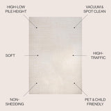 Y Hallie High-Low Curve Ivory/Cream Indoor/Outdoor Area Rug, 8x10, Minimalist, Japandi, Pet Friendly