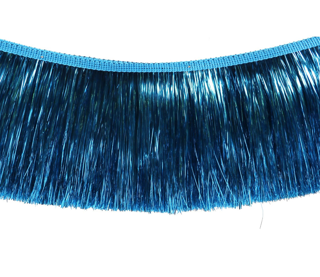 8" Wide Fringe Trim Garland Dance Costume Trimming Shiny Foil Effect Party Decor (5 Yards,Dark Turquoise)