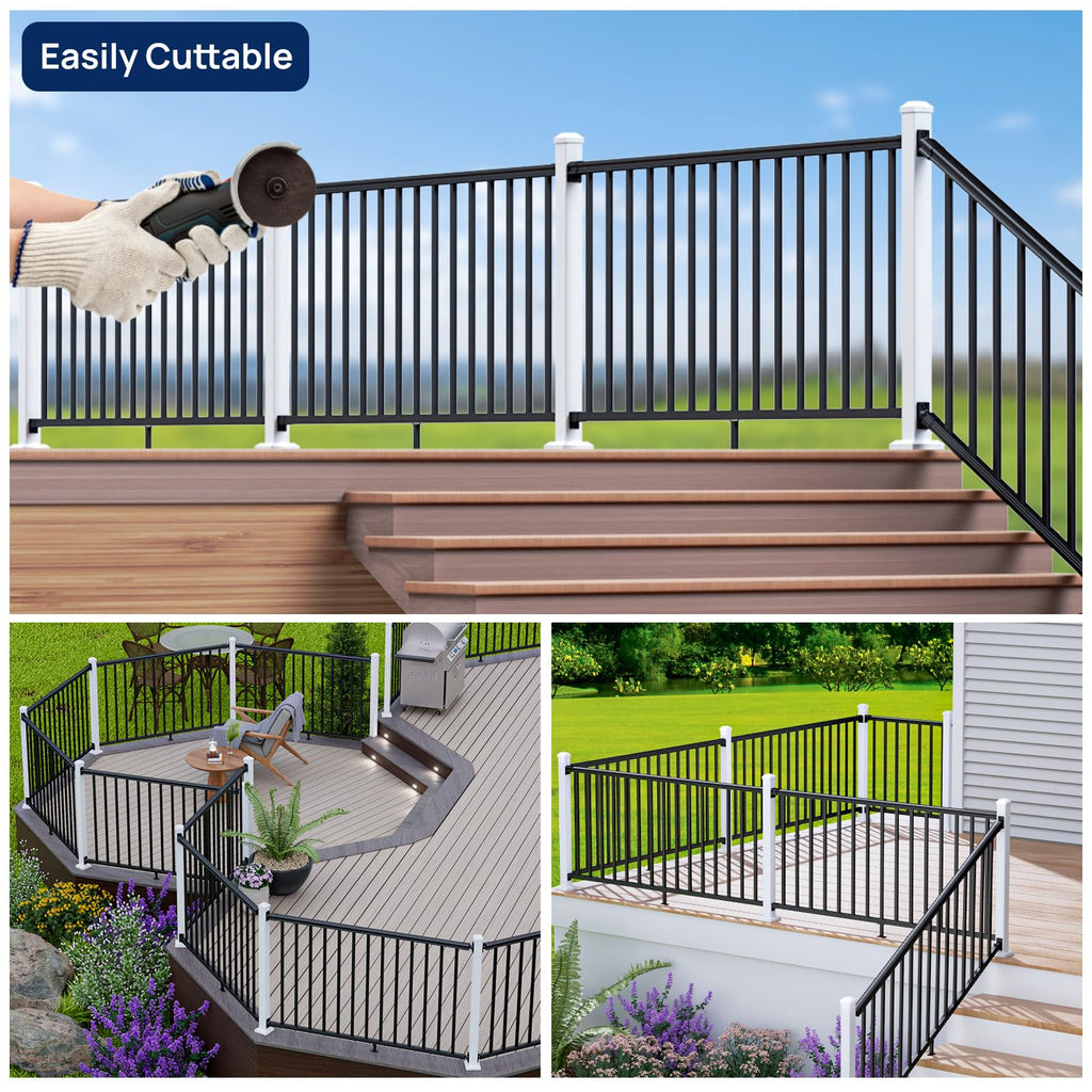 2.56in x 2.56in x 42.5in Aluminum Railing Post with Drill Bit, White