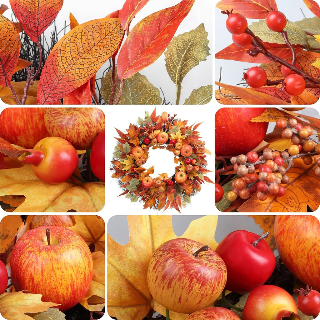 Fall Wreath for Front Door 24 inch Autumn Thanksgiving Wreath