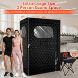 2 Person Sauna, Upgraded Portable Sauna for Home, Extra Large Personal Steam Sauna Box with 2 Steamer, 2 Folding Chair