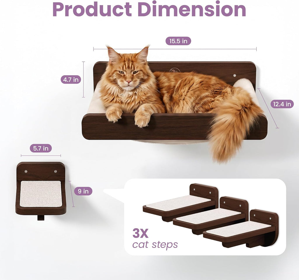 Cat Wall Shelves - Wall Mounted Cat Shelves with Feeding Station