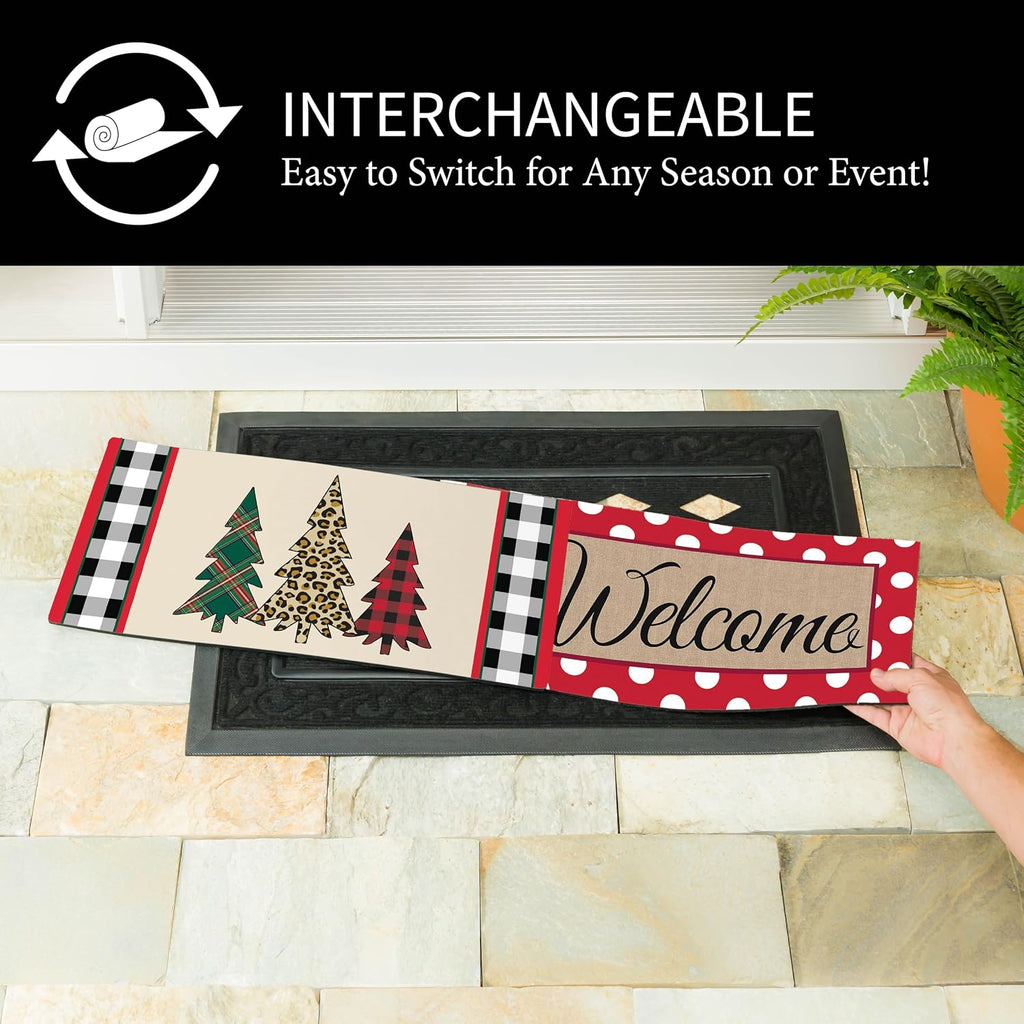 Sassafras Fall Christmas Holiday Doormat Insert Bundle & Tray Set of 5, Interchangeable Entrance Door mats Indoor and