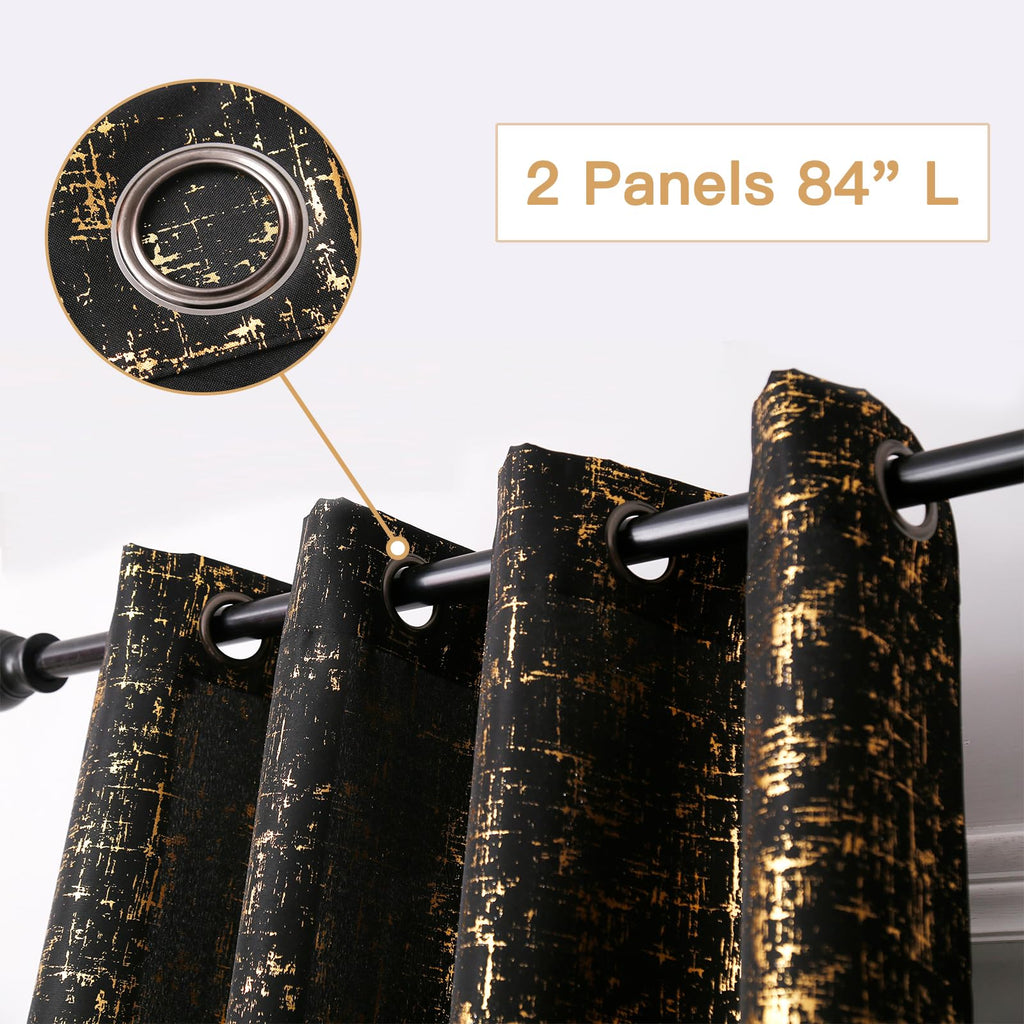 Gold Foil Print Linen Textured Curtains Geometric Dots Pattern Design Curtains Living Room Thermal Insulated Window
