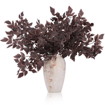 8 Pcs Artificial Cimicifuga Leaf Spray, 23 Inch Faux Burgundy Fall Greenery Branch with Long Stems for Vase
