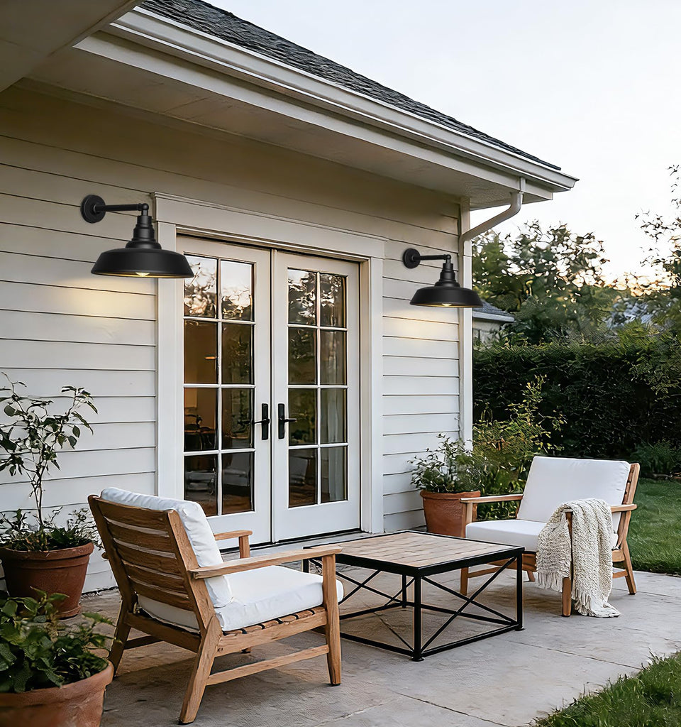 18" Black Gooseneck Barn Lights, Rust-Resistant, 2-Pack