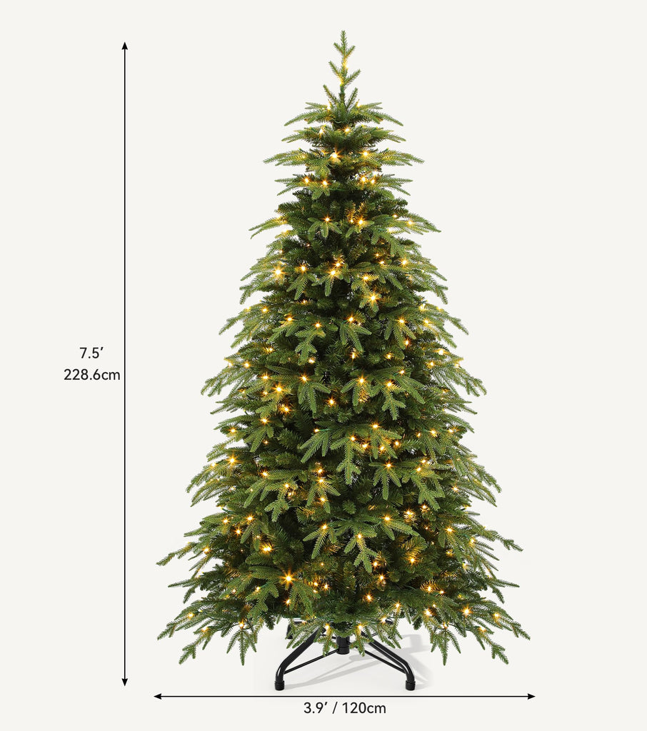 7.5ft Pre-Lit Green Christmas Tree, 2199 Branch Tips and 400 Lights