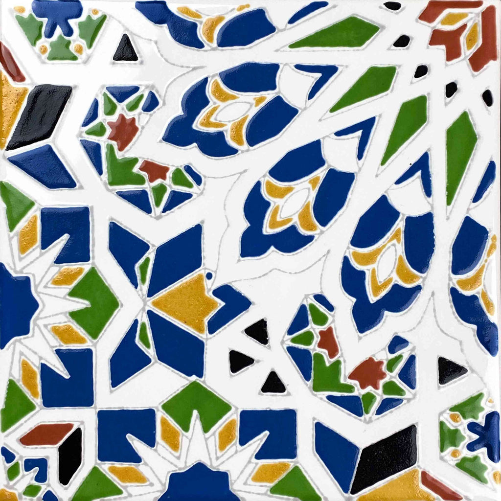 Ceramic Tiles 8x8 - Nazir by - Moroccan Mosaic Tiles backsplash | 12 Coloured Moroccan Wall Tiles 8x8 in Oriental