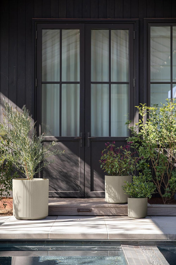 Demi Series Set of 3 Round Planters for Porch, Patio, Backyard | Durable -Concrete Material | Modern Décor for Tall