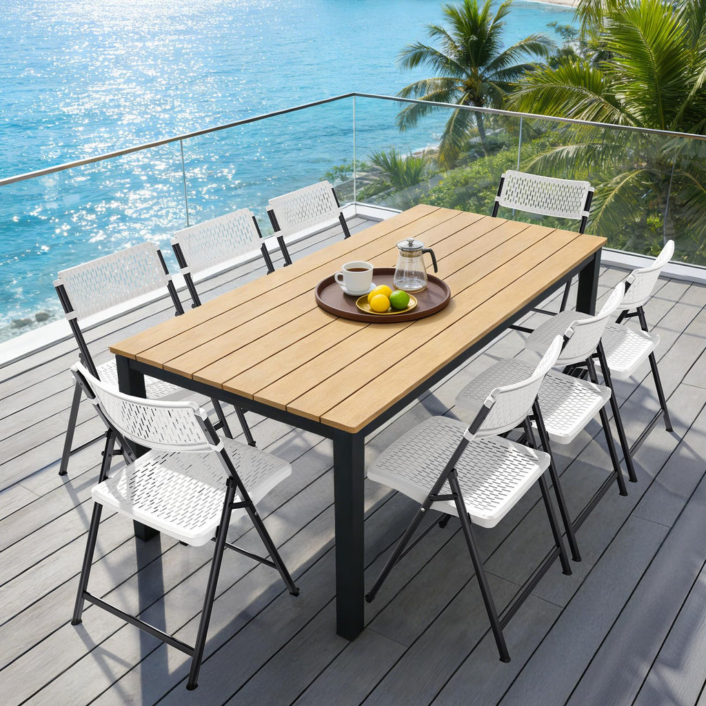 Folding Chairs 8 Pack, White Folding Chairs with Breathable Plastic Mesh Back & Seat, Sturdy Metal Frame Support up