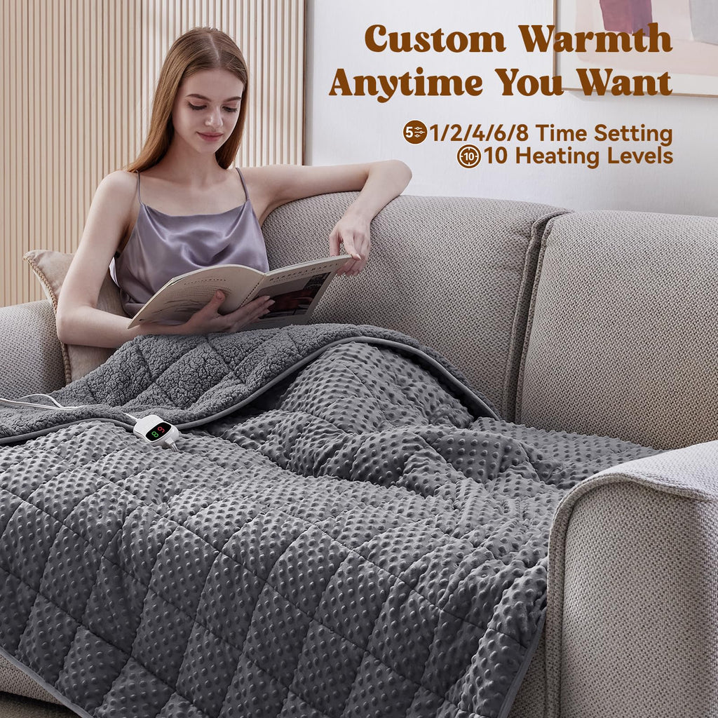 Heated Weighted Blanket for Adult, 48"x72" 15lbs, Bubble Blanket