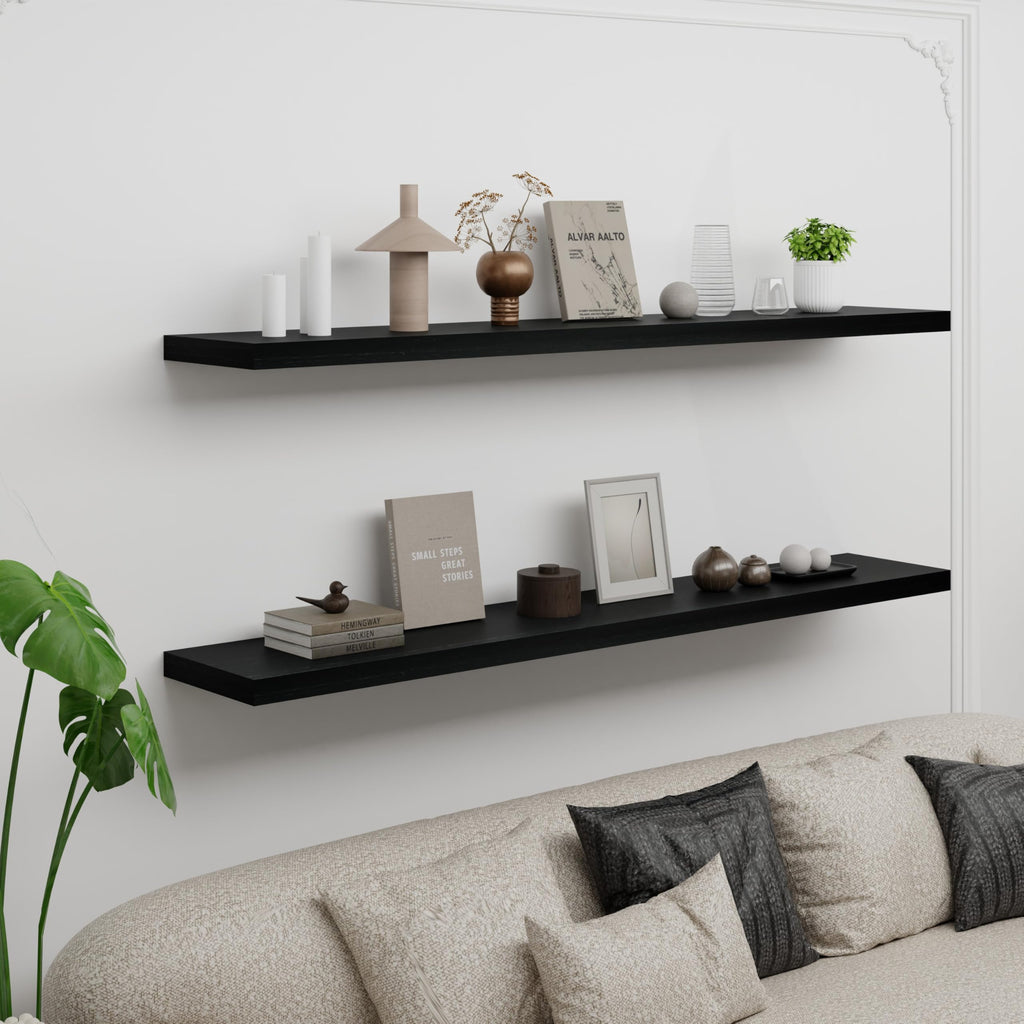 Floating Wall Shelves 55 inch, Bathroom Shelving Wall Mounted, Black
