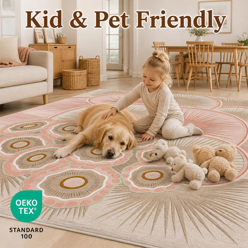 5'x7'Boho Sunburst Medallion Area Rug,Washable Non-Slip