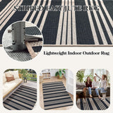 Elance Striped Easy Jute Outdoor Patio Rug, Washable 5x7 Area Rugs for Living Room Office Indoor Out
