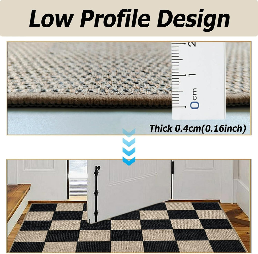 Easy Jute Checkered Runner Rug, Farmhouse Runners s