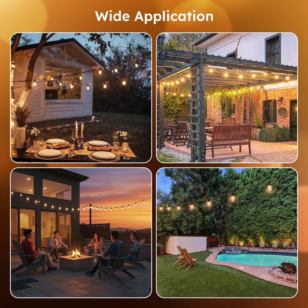 LED Outdoor String Lights, Waterproof Patio Lights Dimmable