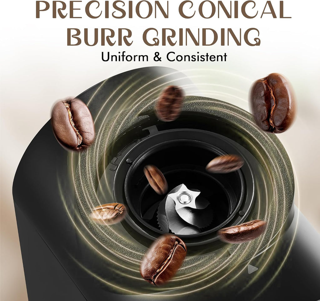 Electric Conical Burr Coffee Grinder, Touchscreen Coffee Grinder Use, Compact Burr Mill Grinder with 30 Grind