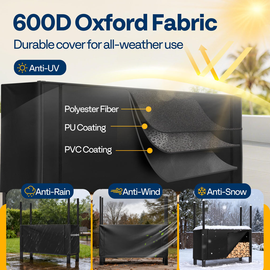 Upgraded Heavy Duty 4 ft Firewood Rack Outdoor with Cover