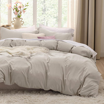 Duvet Cover - 3 Pieces Prewashed Extra Soft Bedding Set, Includes 1 Duvet Cover 90x90 Inches with Zipper