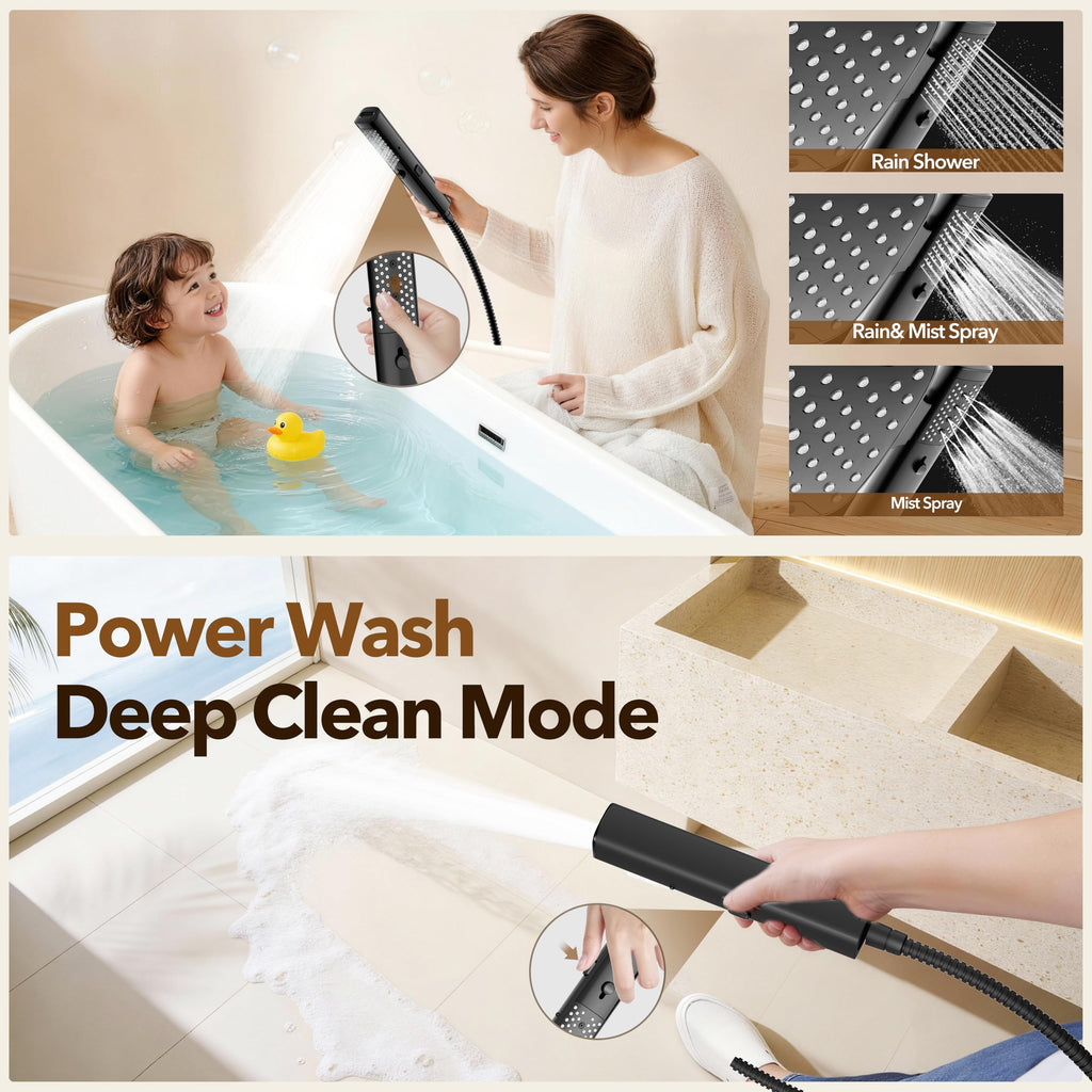 High Pressure Rain Shower Head with Handheld Spray Matte Black